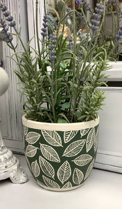 Green Pot with Mini Leaves
