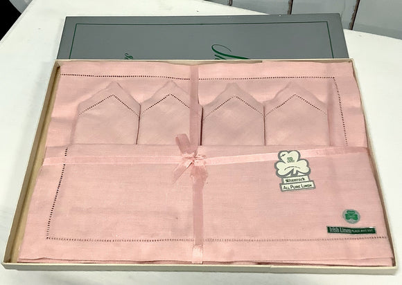 Vintage pink Irish Linen set