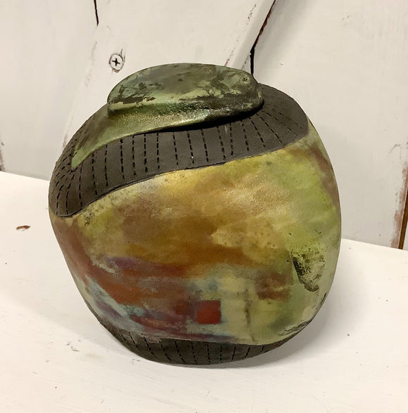 Lidded art pottery container