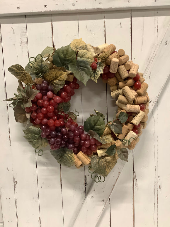 Wine cork grape wreath