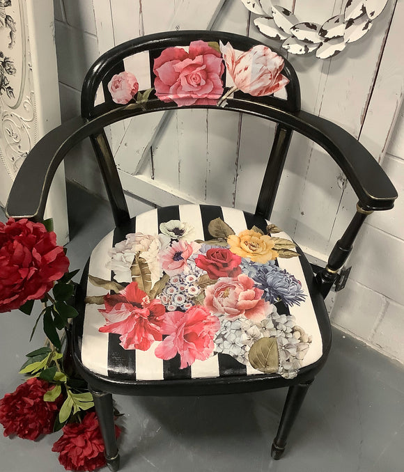 Striped Floral Chair