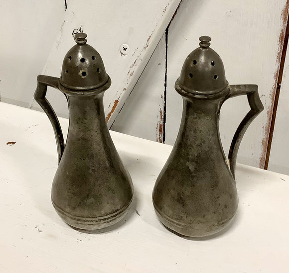 Antique Pewter Salt Pepper Shakers