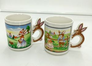 Pair Bunny Handled Mugs
