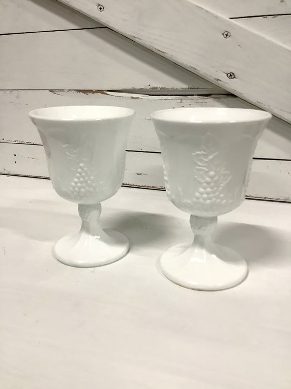 Milk Glass Goblets - pair