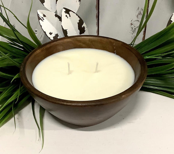 Soy Candle - Round Wood Bowl