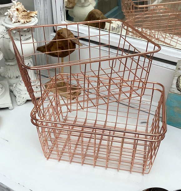 Copper tone wire baskets