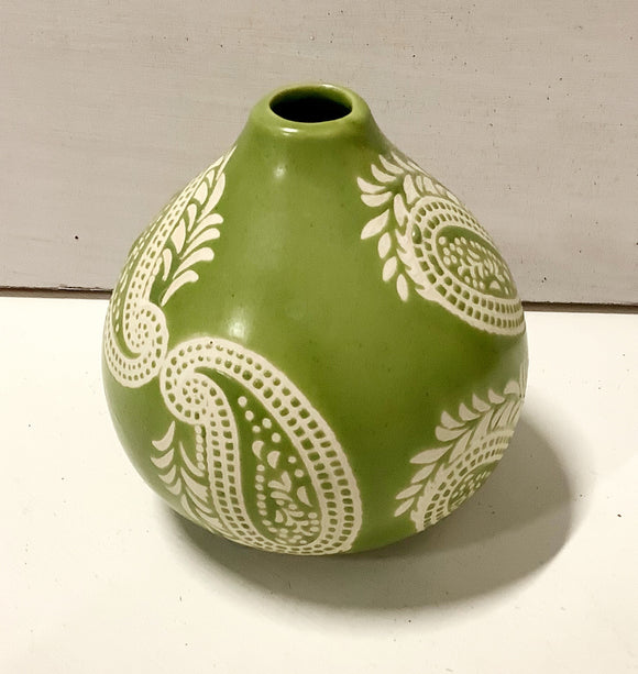 Green Paisley Bud Vase