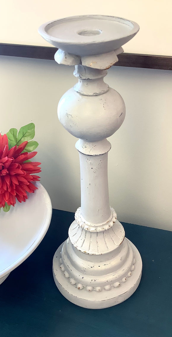 Tall Grey fluted Candlestick