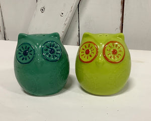 Green Owl Salt Pepper Shakers
