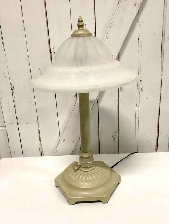 Iron Lamp with Glass Shade