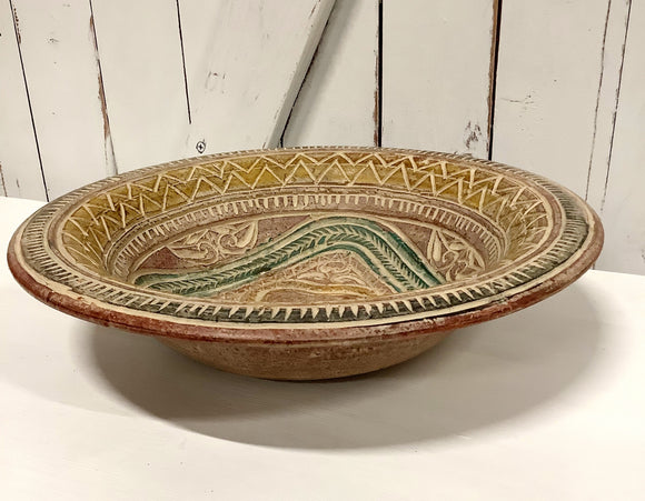 Carved Pottery Bowl